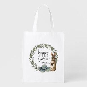 Personalized Name Kids Watercolor Easter Gift Bag