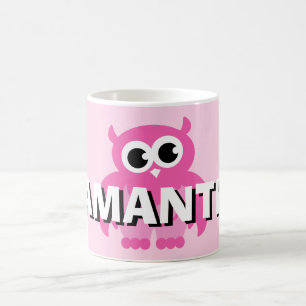 Personalized name kids's mug with funny owl design