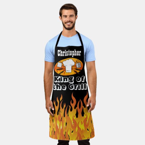 Personalized Name King of the Grill BBQ Chefs Apron