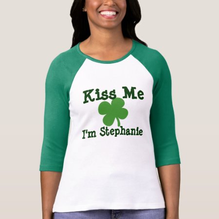 Personalized Name Kiss Me St. Patrick's Day Ladies T-shirt