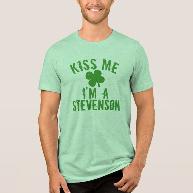 Personalized Name Kiss Me St Patrick's Day Women's Tri-Blend Shirt (Front)