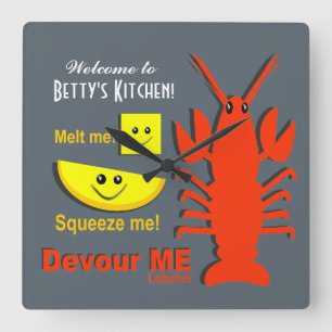 Personalized Name - Kitchen Clock - Maine Lobster