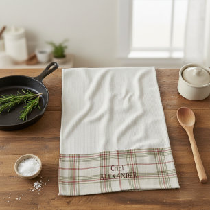Personalized Name Kitchen Tea Towel - White