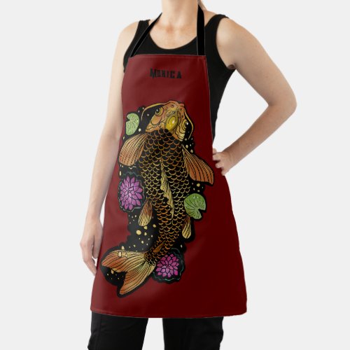  Personalized Name Koi Fish Apron