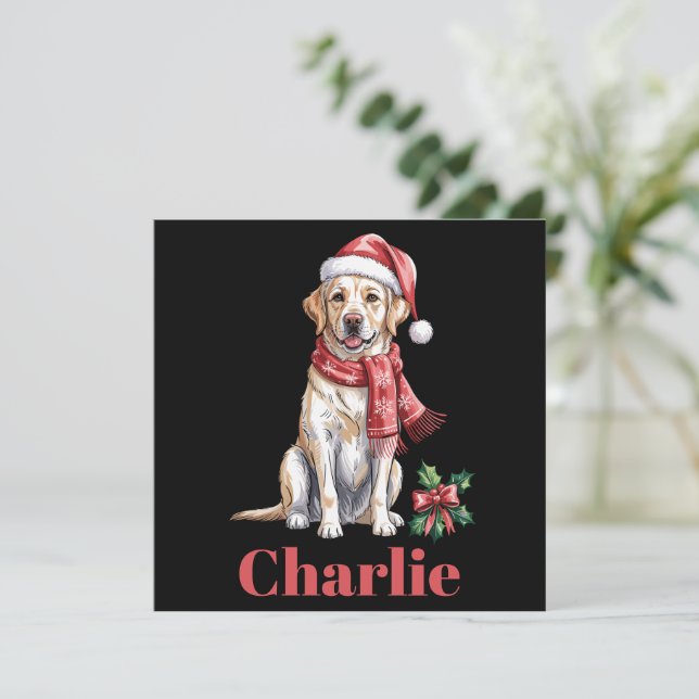 Personalized Name Labrador Retriever Christmas Holiday Card (Standing Front)