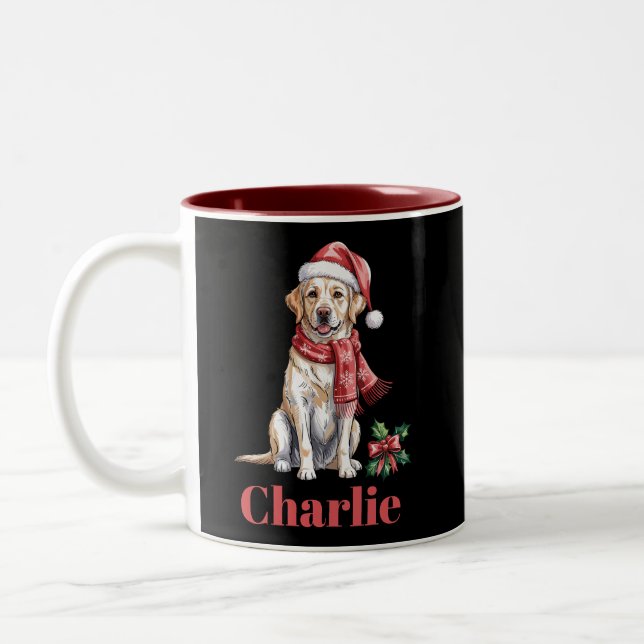 Personalized Name Labrador Retriever Christmas Two-Tone Coffee Mug (Left)