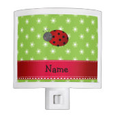 Personalized name ladybug green flowers night light (Front)