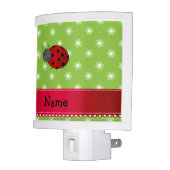 Personalized name ladybug green flowers night light (Left)