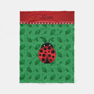 Personalized name ladybug green light trees fleece blanket