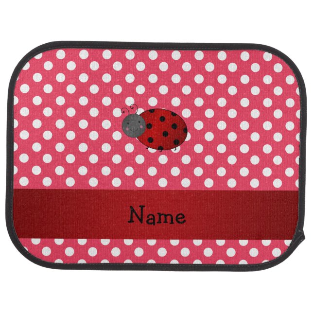Personalized name ladybug red polka dots car mat (Rear)