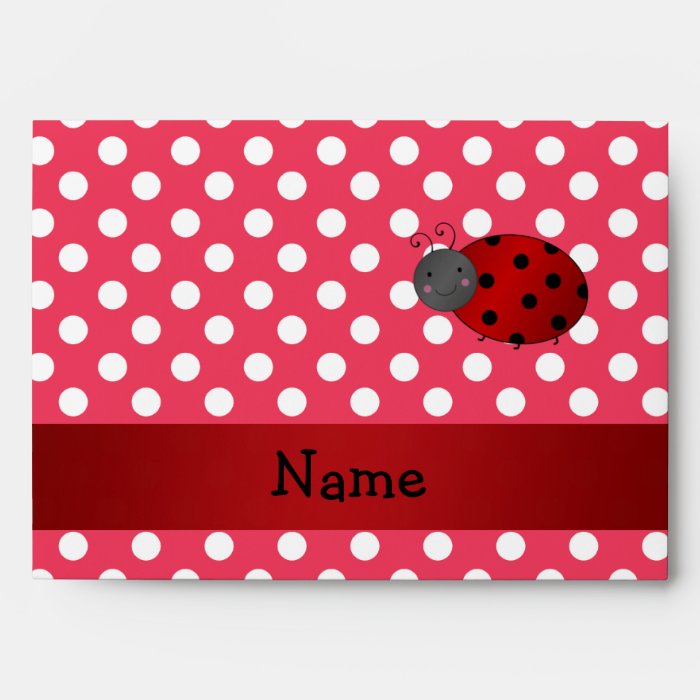 Personalized name ladybug red polka dots envelope