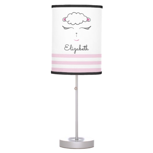 Personalized name, Lamb, Nursery Table Lamp (Front)