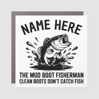Personalized Name Largemouth Bass Fisherman Car Magnet