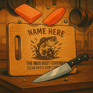 Personalized Name Largemouth Bass Fisherman Engraved Cutting Board