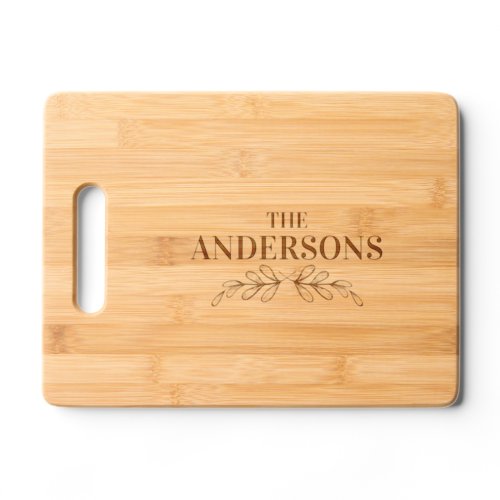 Personalized name laurels leaf flourish kitchen cutting board