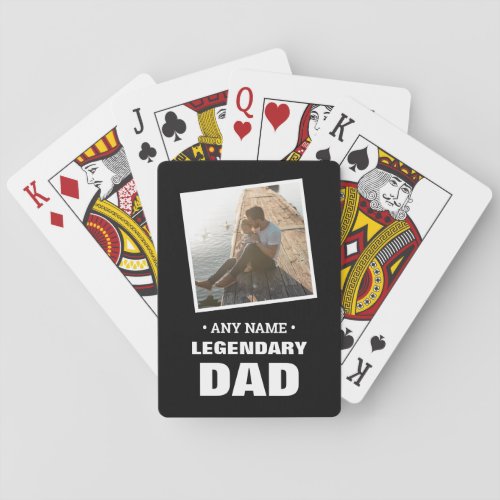 Personalized Name Legend Best Dad Photo Poker Cards