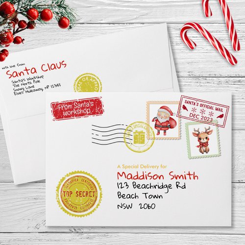 Personalized Name Letter From Santa North Pole Envelope