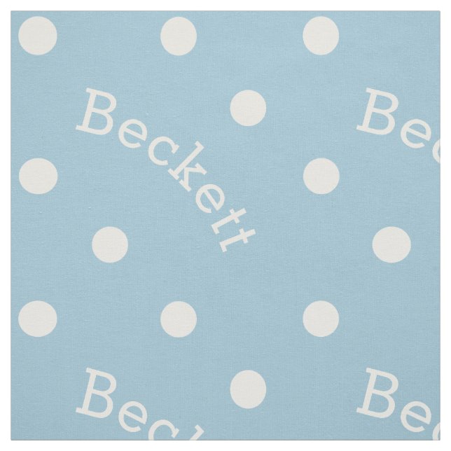 Personalized Name Light Baby Blue Polka Dot Fabric (Swatch)