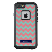 Personalized Name Light Blue & Pink Pastel Chevron LifeProof FRĒ iPhone 6/6s Case