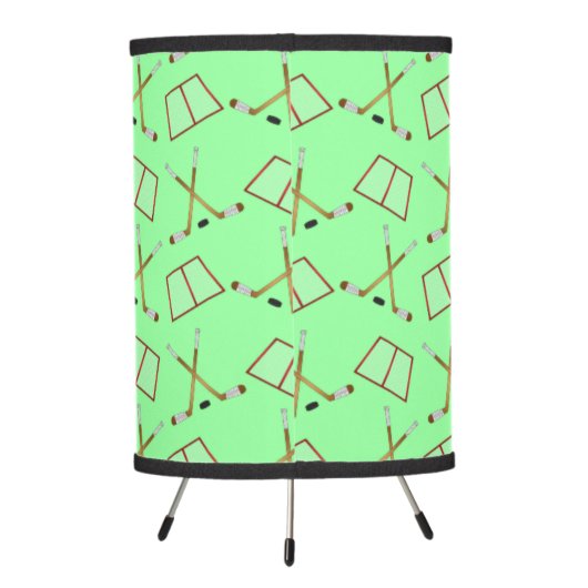 Personalized name light green hockey pattern tripod lamp (Back)