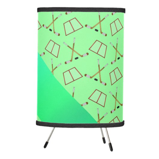 Personalized name light green hockey pattern tripod lamp (Right)