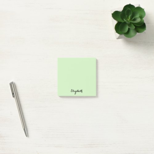 Personalized Name Light Green Home Office Business Post_it Notes