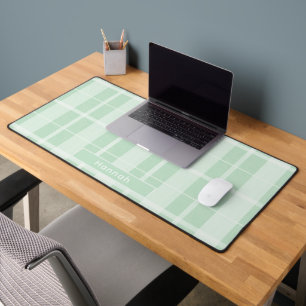 Personalized Name Light Green Plaid Cute Office Desk Mat