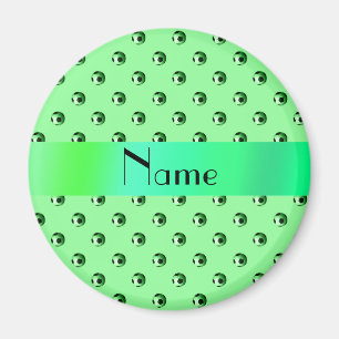 Personalized name light green soccer balls magnet