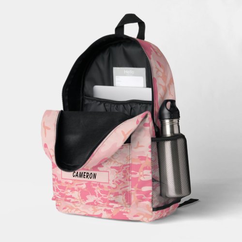 Personalized Name Light Pink Camouflage Printed Backpack
