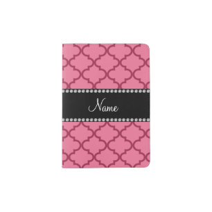 Personalized name light pink moroccan passport holder