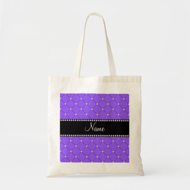 Personalized name Light purple diamonds Tote Bag (Front)