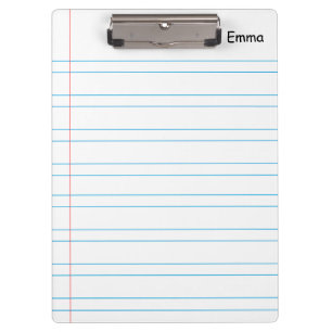 Personalized Name Lined Notebook Paper Clipboard