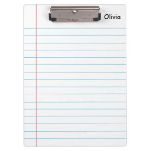 Personalized Name Lined Notebook Paper Clipboard