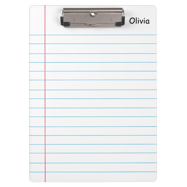 Personalized Name Lined Notebook Paper Clipboard  (Front)