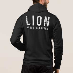 Personalized Name Lion Black & White Zip Hoodie
