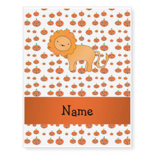 Personalized name lion pumpkins pattern temporary tattoos