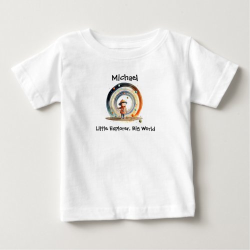 Personalized name Little Explorer Big World Baby T_Shirt