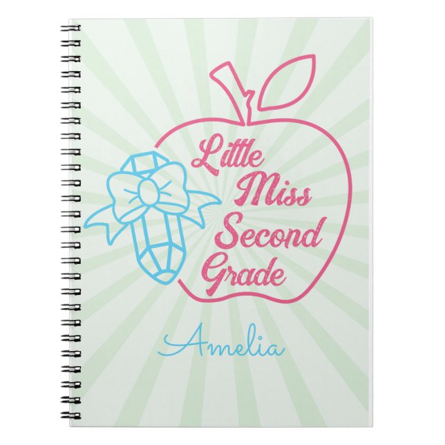 Personalized Name Little Miss Second Grade  Notebook (Front)