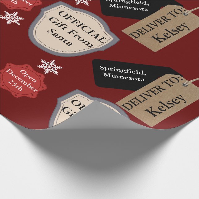 Personalized Name & Location Official Santa Wrapping Paper (Corner)