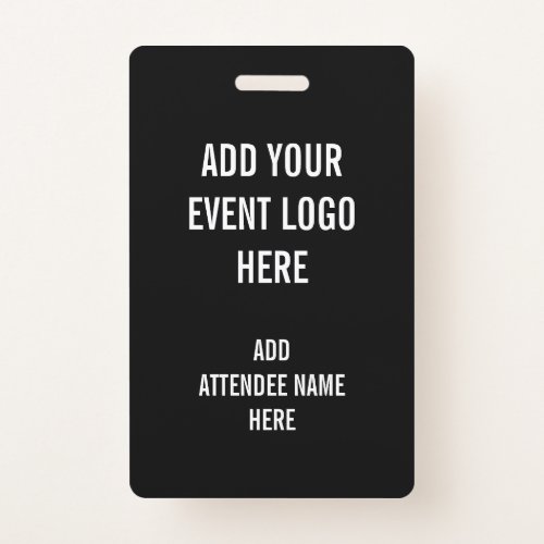 Personalized Name Logo Black White Event Badge