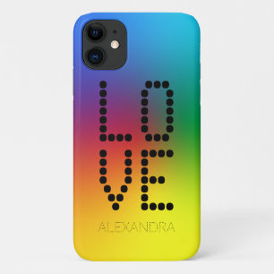 Personalized Name & Love Trendy Font, Rainbow iPhone 11 Case