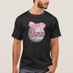 Personalized Name Luna Coquette Bow Pink Disco Bal T-Shirt