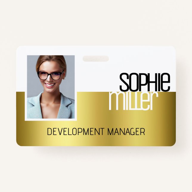 Personalized Name Luxury Golden Gradient Trendy  Badge (Front)