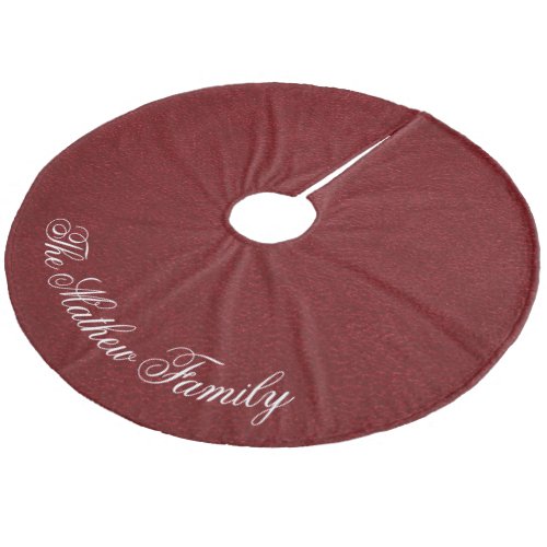 Personalized Name Luxury Red Velvet Look Fleece Tree Skirt