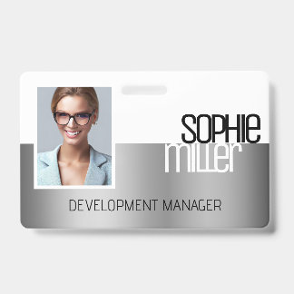 Personalized Name Luxury Silver Gradient Trendy Badge
