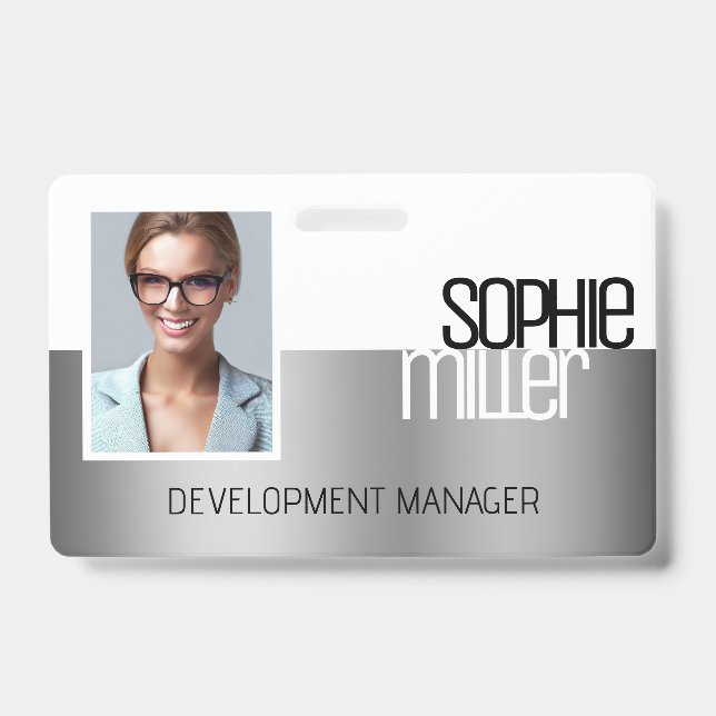 Personalized Name Luxury Silver Gradient Trendy  Badge (Front)