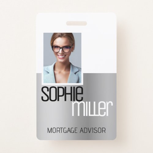 Personalized Name Luxury Silver Gray Ombre Stylish Badge