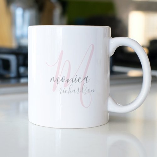 personalized name  M monogram white Coffee Mug