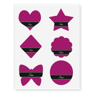 Personalized name magenta pink moroccan temporary tattoos