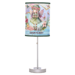 Personalized Name Magical Woodland Fairy Dragonfly Table Lamp